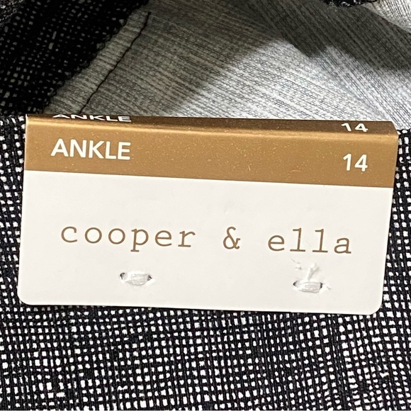 Cooper & Ella Plaid Ankle Pants Black White Stretch Career Trousers Size 14 NWT - Picture 4 of 9